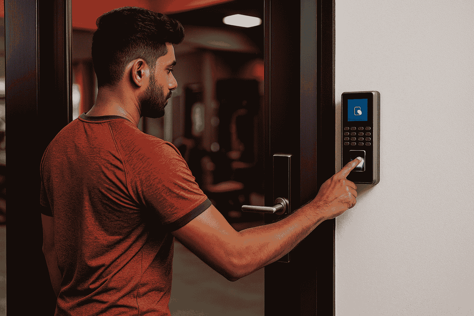 Smart gym entrance with fingerprint access system